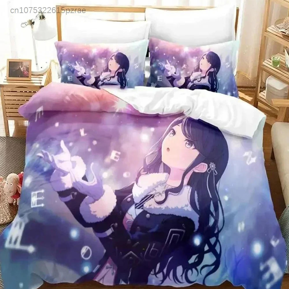 Anime Hoshino Ichika Project SEKAI Bedding Set Printed Bed Set With Pillowcase Duvet Cover Soft Queen King Size Bedclothes Home