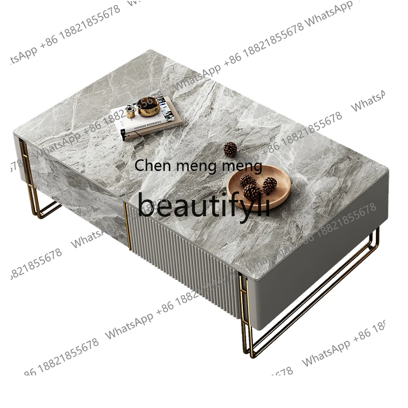 Light luxury rock slab coffee table Italian style modern simple living room designer creative tea table home