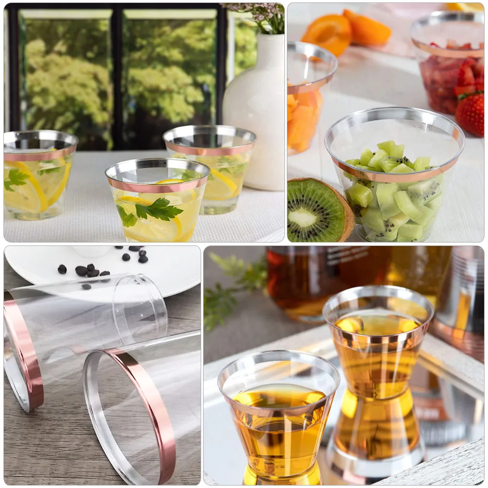 

25pcs Disposable Plastic Wine Cups for Party Mini Dessert Shooter Juice Glass Beverage Ice Cream Cups Smooth Multi Function