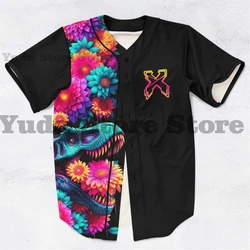 Excision trippy floral t-rex rave baseball jersey for edm festivals