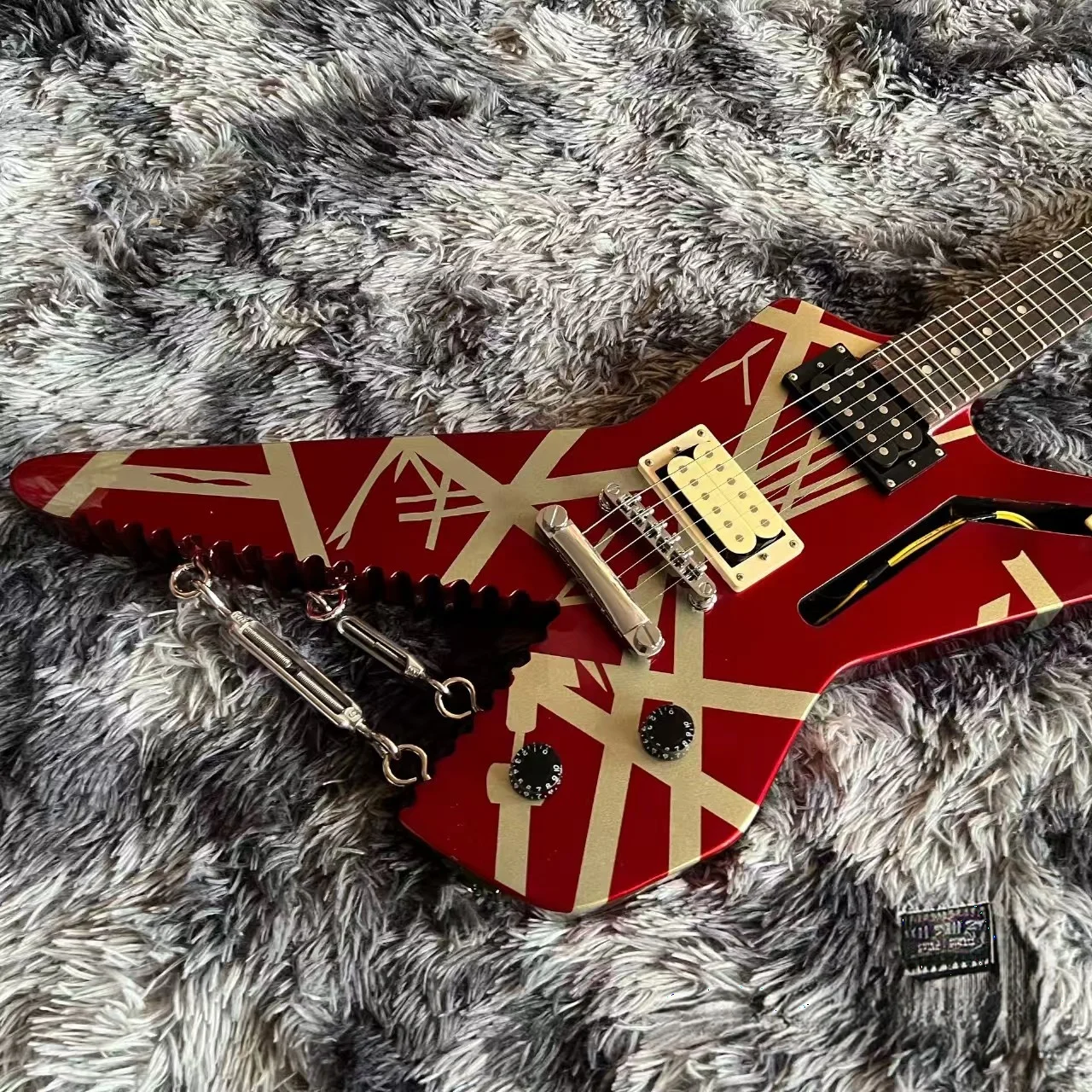 جيتار راندي رودز سيجنتشر فلاينج على شكل حرف V دوبلكس فيباتو جيتار كهربائي منقط #4