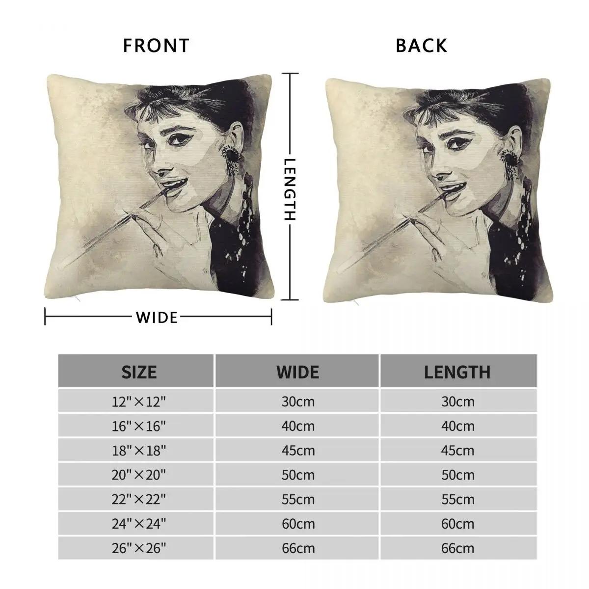 Tribute To Audrey Hepburn Square Pillowcase Polyester Linen Velvet Creative Zip Decor Throw Pillow Case Home Cushion Cover