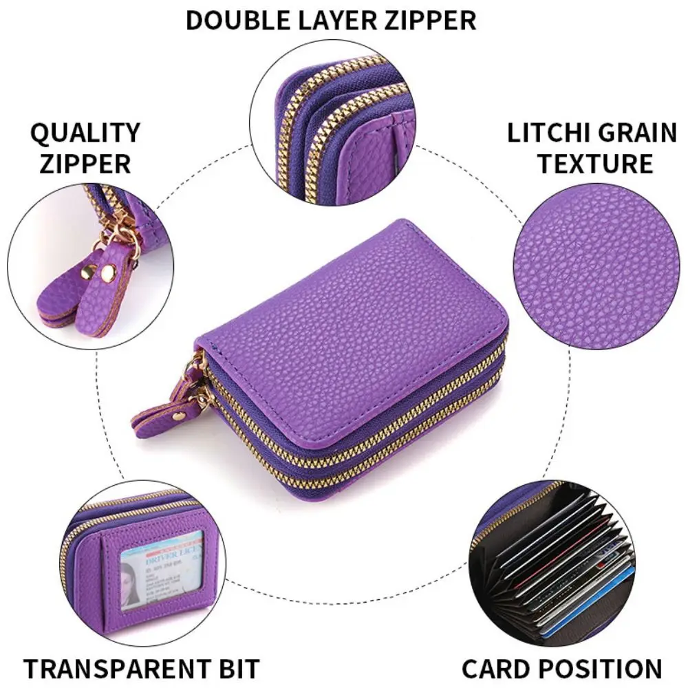 Fashion PU Leather Leather Women Wallets Black Pink Purple Large Capacity Coin Purse Zipper Storage Bag Women
