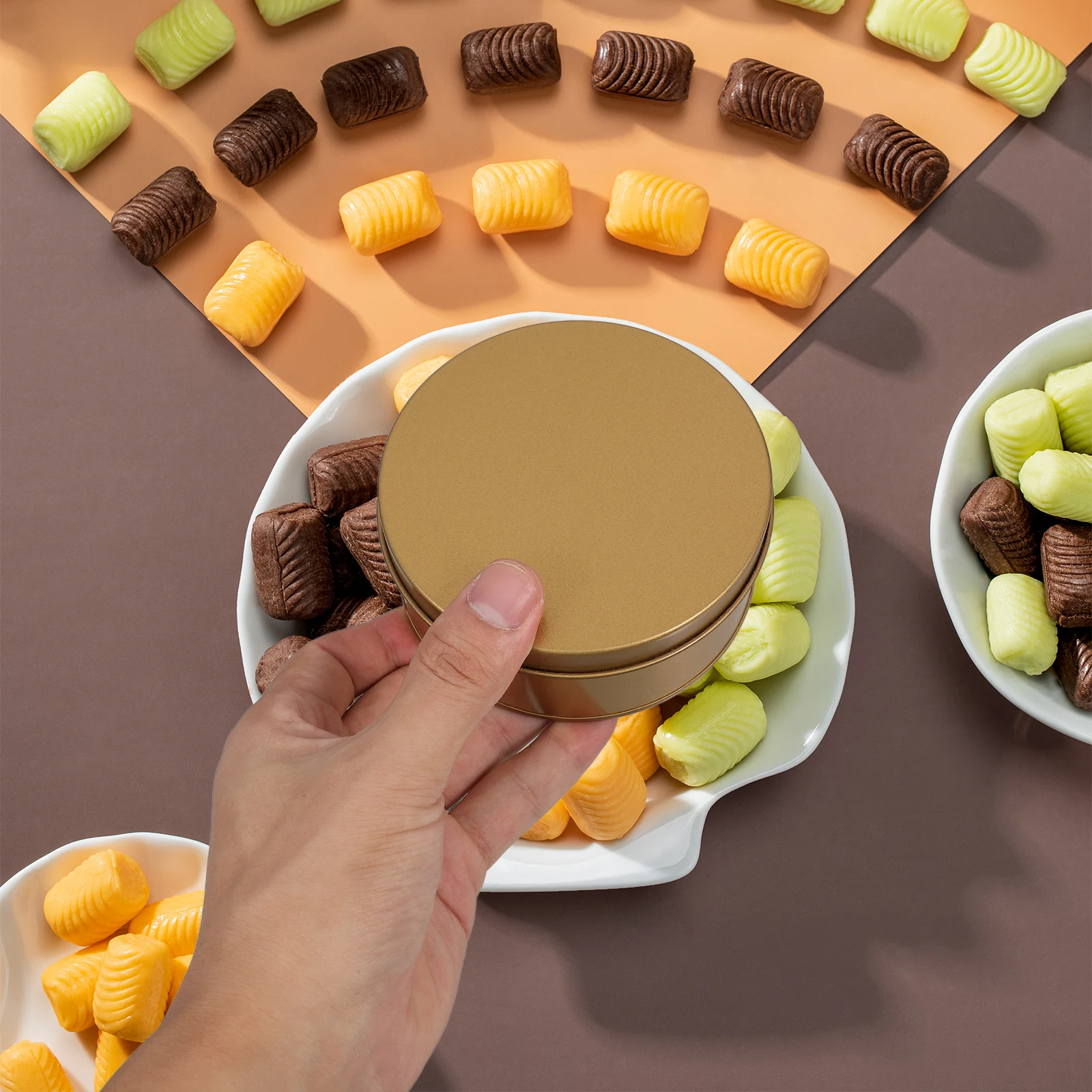 

4Pcs Large Round Metal Cookie Storage Tin Airtight Container Candy Organizer Kitchen Pantry Box Gift Packaging