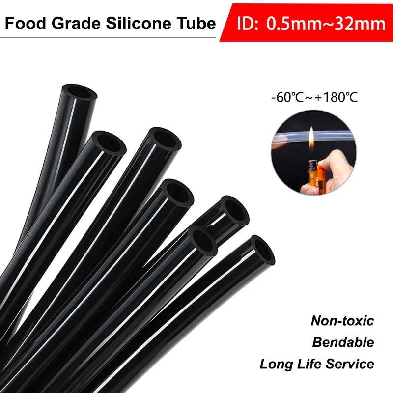 

1/3/5/10M Food Grade Silicone Tube Black Flexible Rubber Hose Flexible Nontoxic Tasteless Aquarium Garden Water Pipe