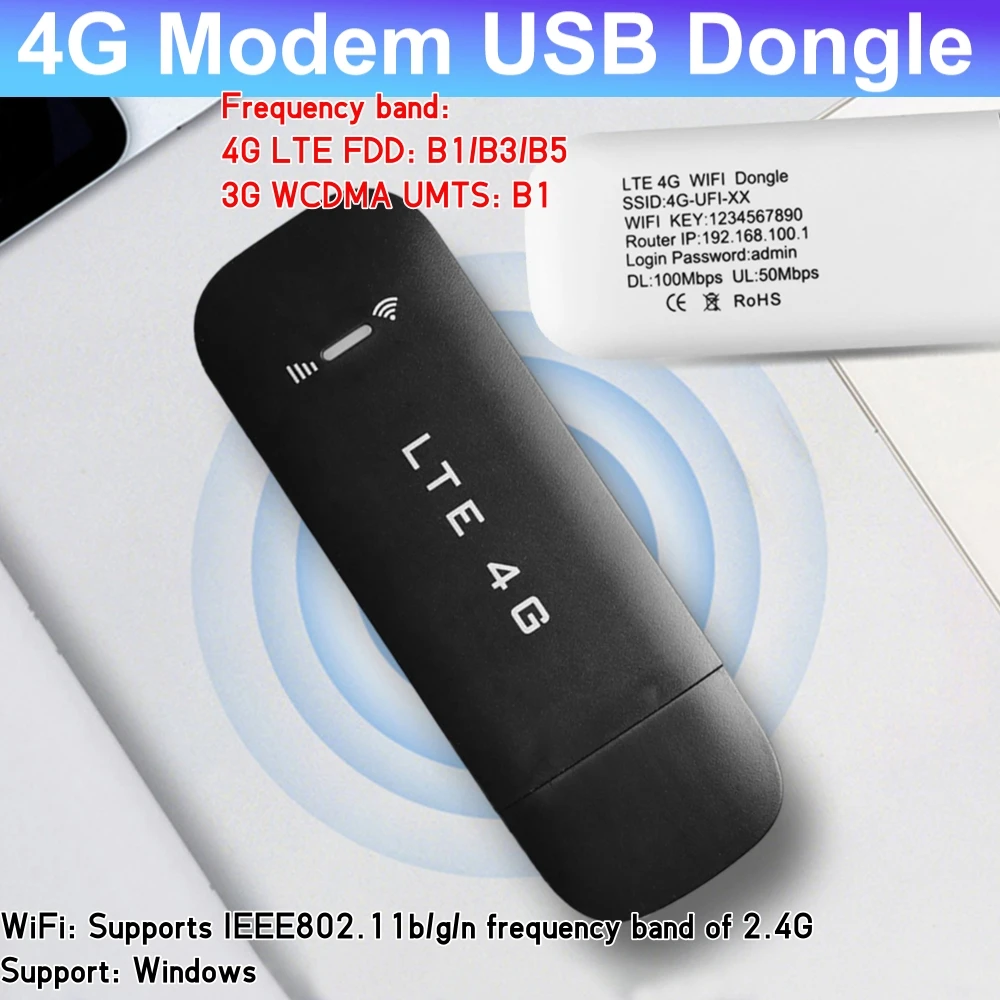

Беспроводной маршрутизатор 4G, 150 Мбит/с, высокоскоростной беспроводной USB-ключ 4G LTE со слотом для SIM-карты для ноутбуков, ноутбуков, мобильных широкополос