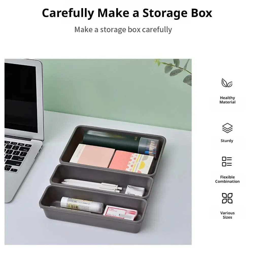 8 Pcs Interlocking Drawer Organizer Set Modular Plastic Desk Drawer Bins Divider Trays Stackable Storage Trays for Makeup
