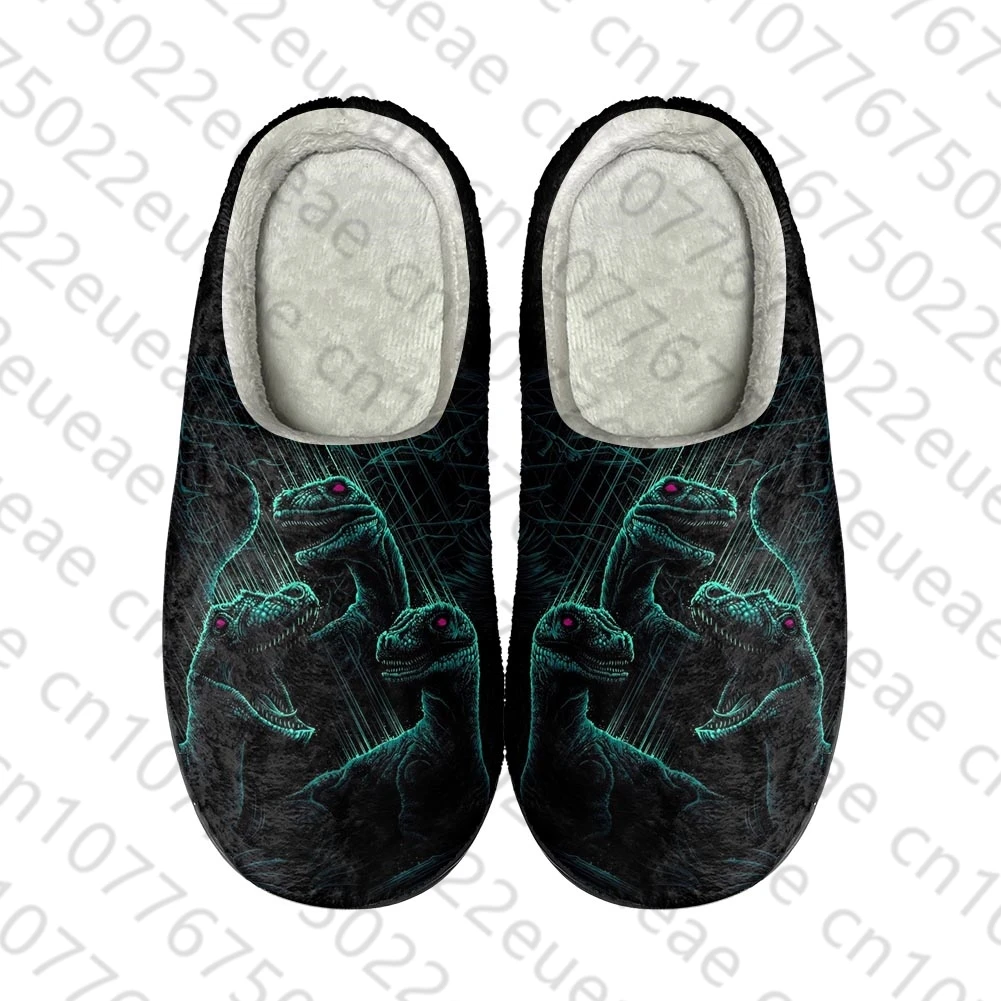 Jurassic Dinosaur World Park Home Cotton Custom Slippers High Quality Unisex Plush Fashion Casual Keep Warm Shoe Thermal Slipper