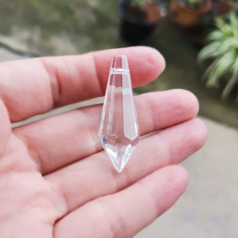 5/10pcs 38mm Icicle Drops Crystal Prism Chandelier Parts Hanging Suncatcher Glass Prisms Pendant Lighting Beads Chain Accessory