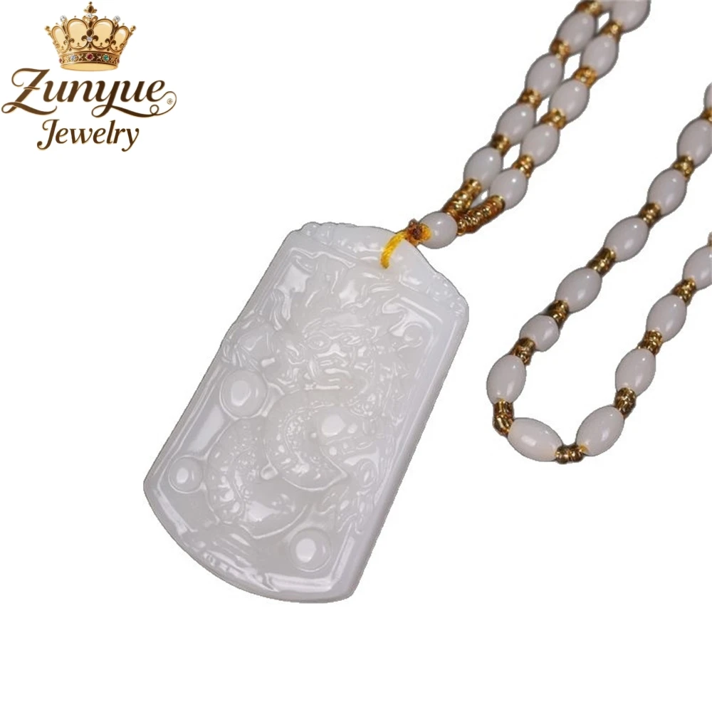 Natural Hetian Jade Zodiac Dragon Pendant Luxury Quality Jewelry Fashion Jewelry Best Selling Exquisite Charms Popular Elegant 5