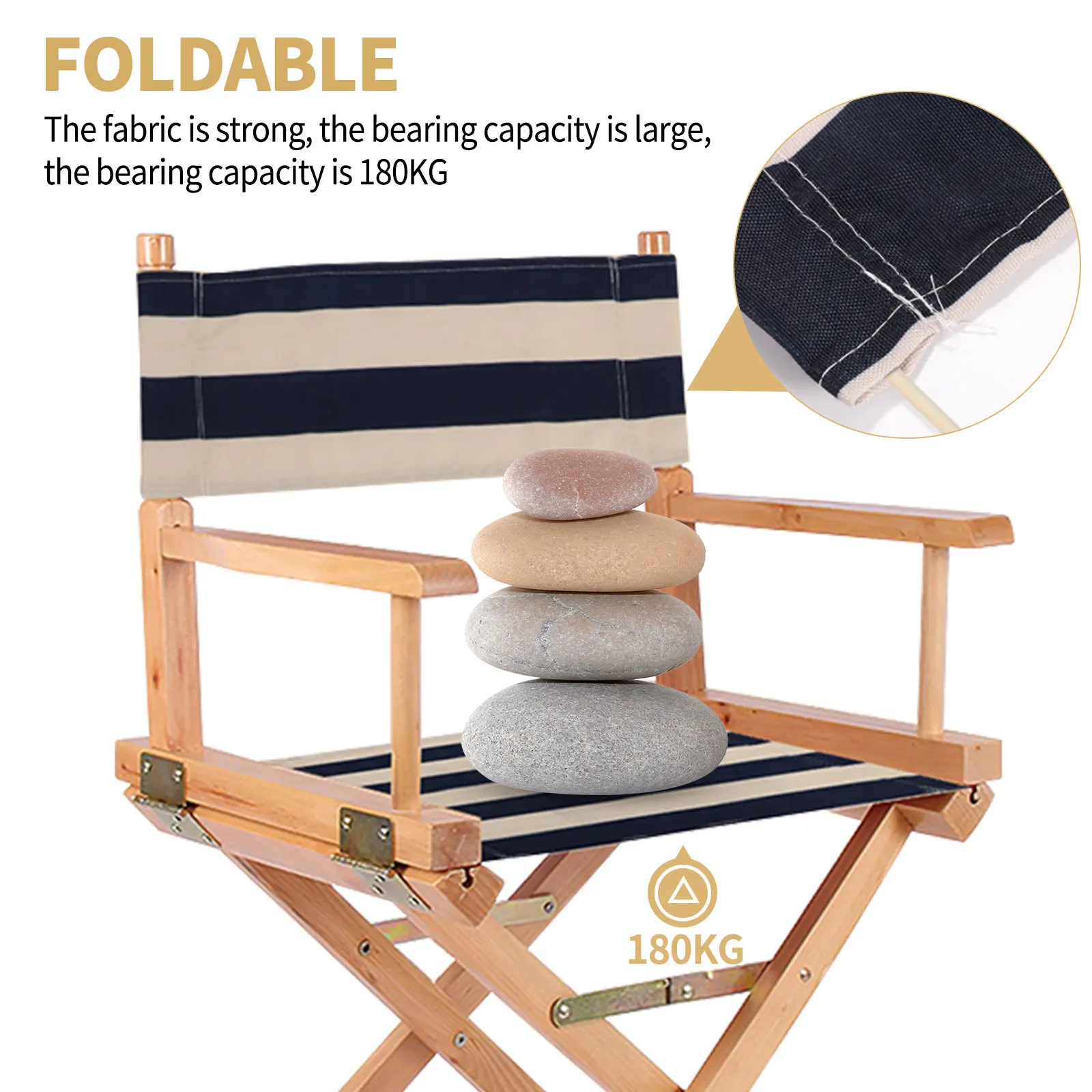 Director Chair Cover Blue and White Stripes Soft and comfortable foldable polyester picnic fishing outdoor