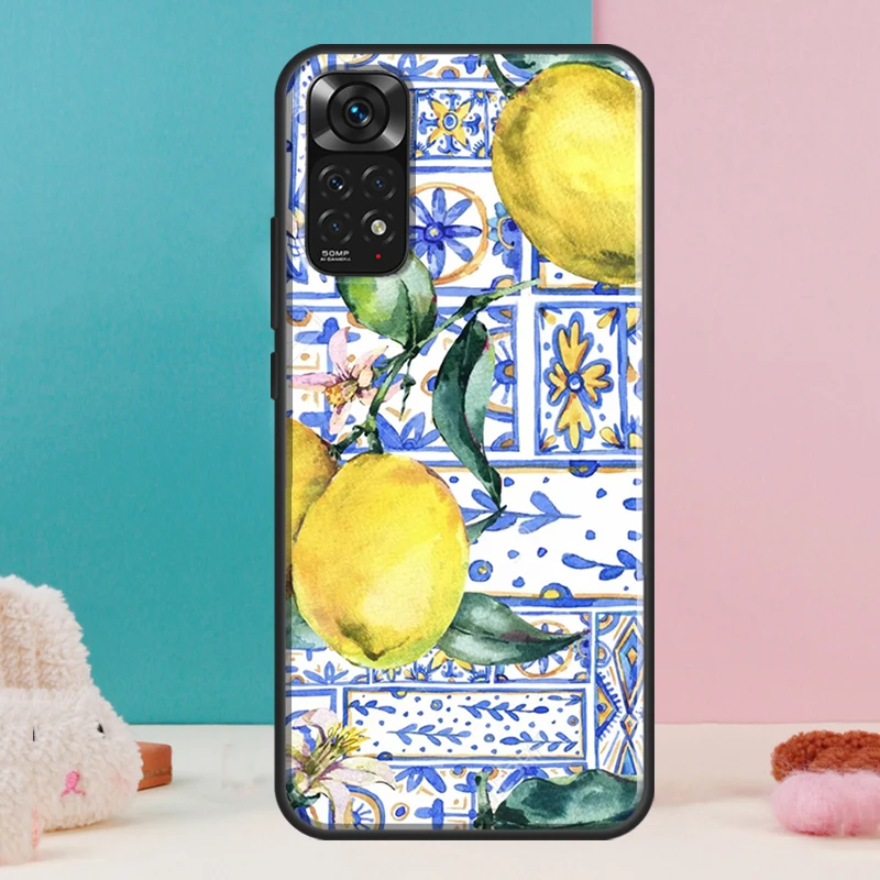 Mediterranean Lemon Case For Xiaomi Redmi Note 12 11 10 9 8 Pro 9S 10S 11S 12S Redmi 12C 9A 9C 10A 10C Coque