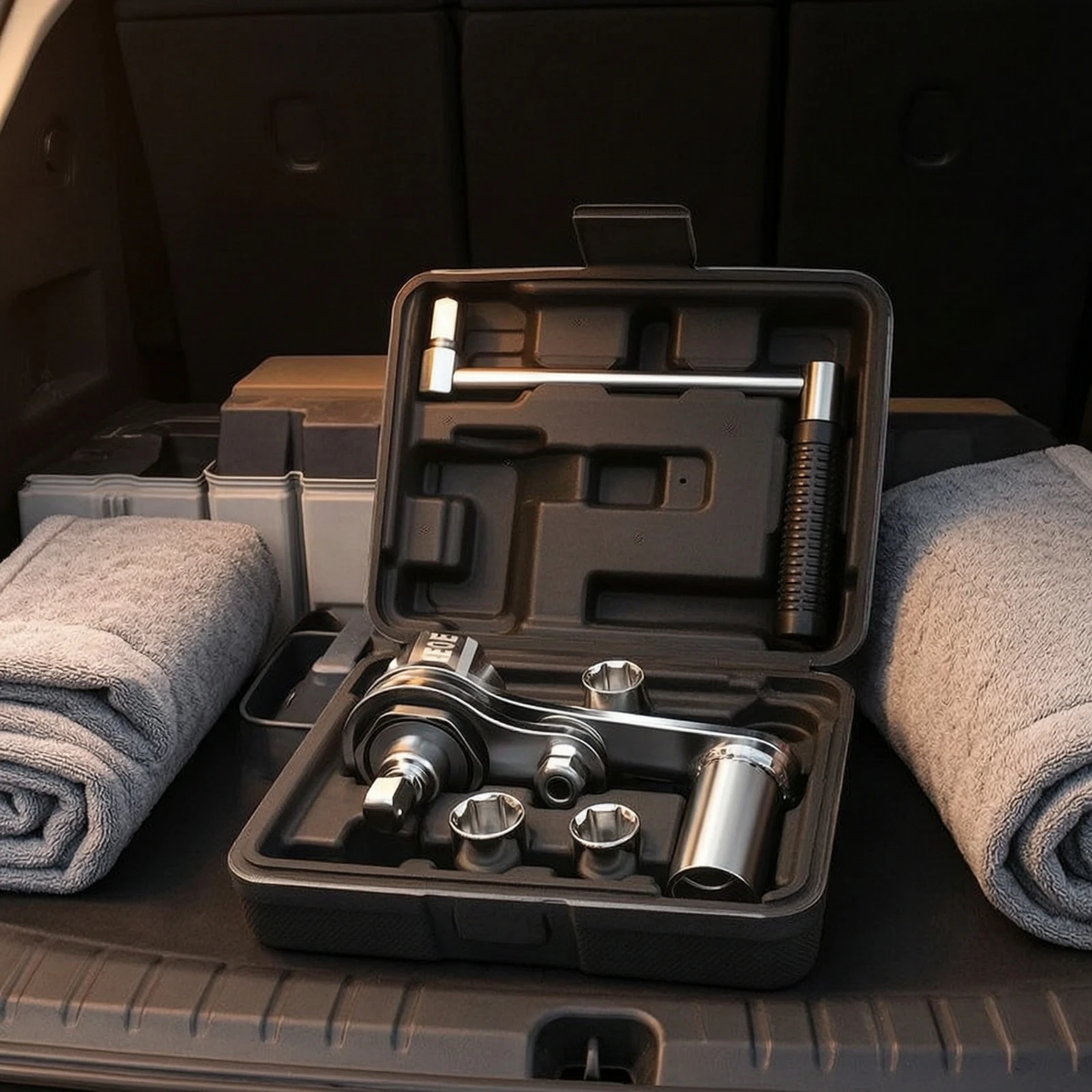 Lug Wrench Kit Portable Lug Wrench with Sockets Tire Change Tool Kit Heavy-Duty Manual for Car Owners, Roadside Emergencies