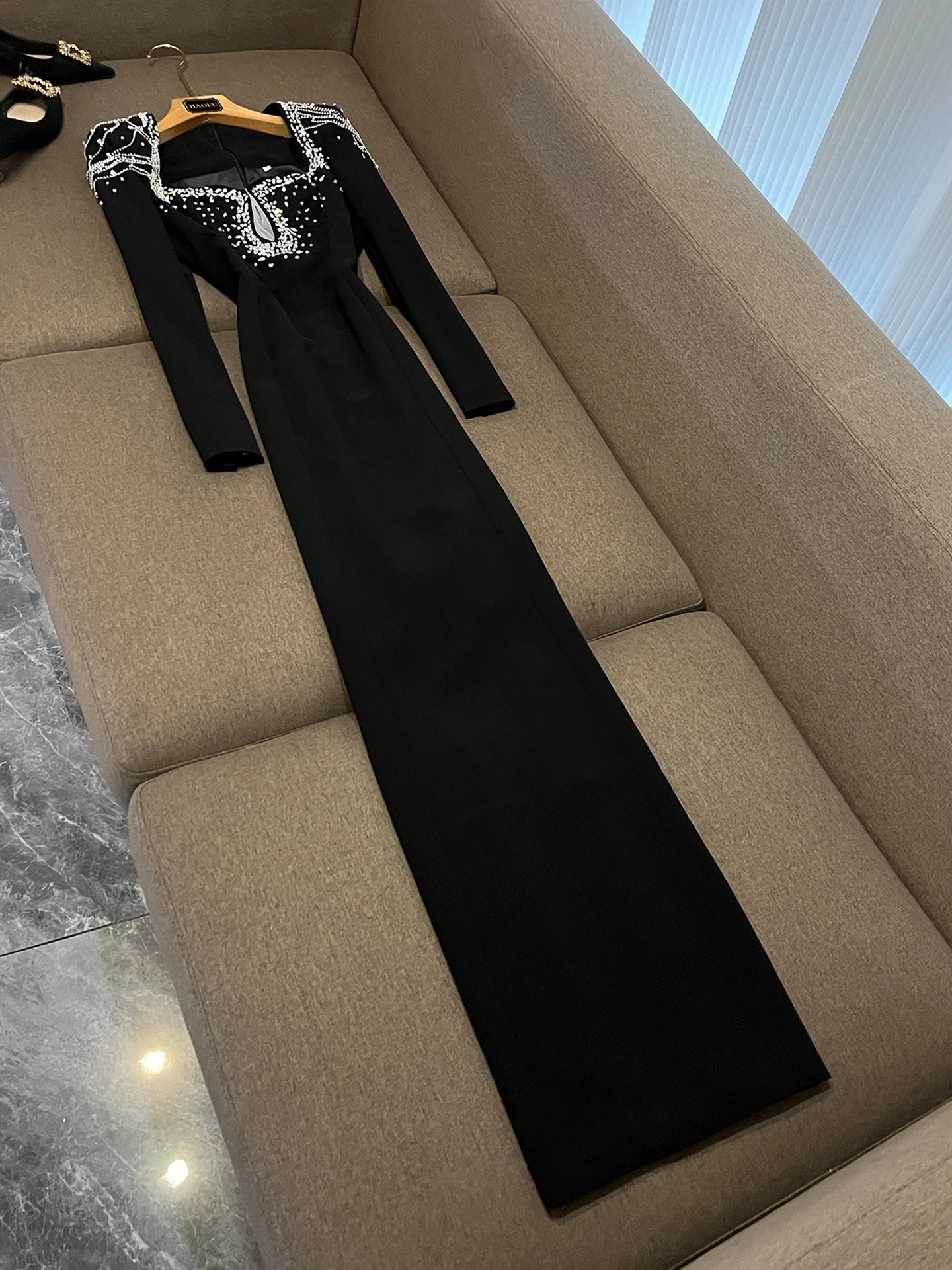 Faionable Long Dr Heavy Embellied Diamond Slim Fit Gown New 2025 Sle European And American mid Waist a Line Skirt