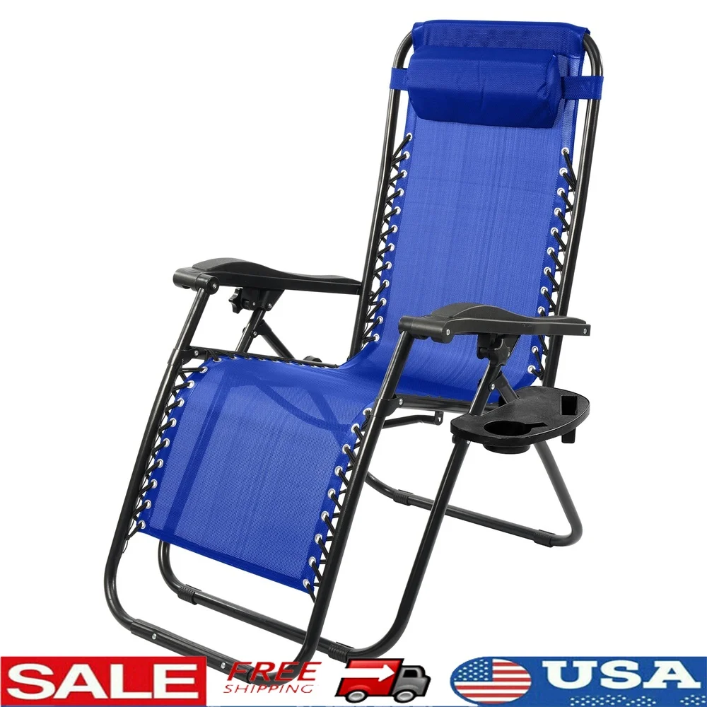 

Zero Gravity Reclining Lounge Chair Set with Headrest Cup Holder Foldable Outdoor Indoor Relaxation Durable Weather Resistant 1