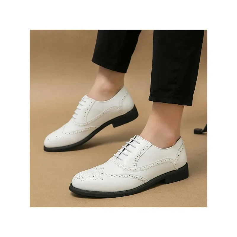 

Men's Formal Shoes Business Occasion Pointed Toe Block Color Lace-up Flat Shoes