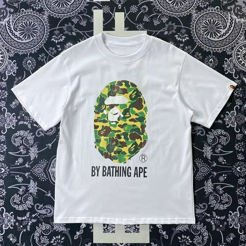 2025 Fashion Trendy Brand BAPE New Short-sleeved T-shirt for Men and Women Ape Head Printed Loose Cotton Luxury Kid Short Shirt