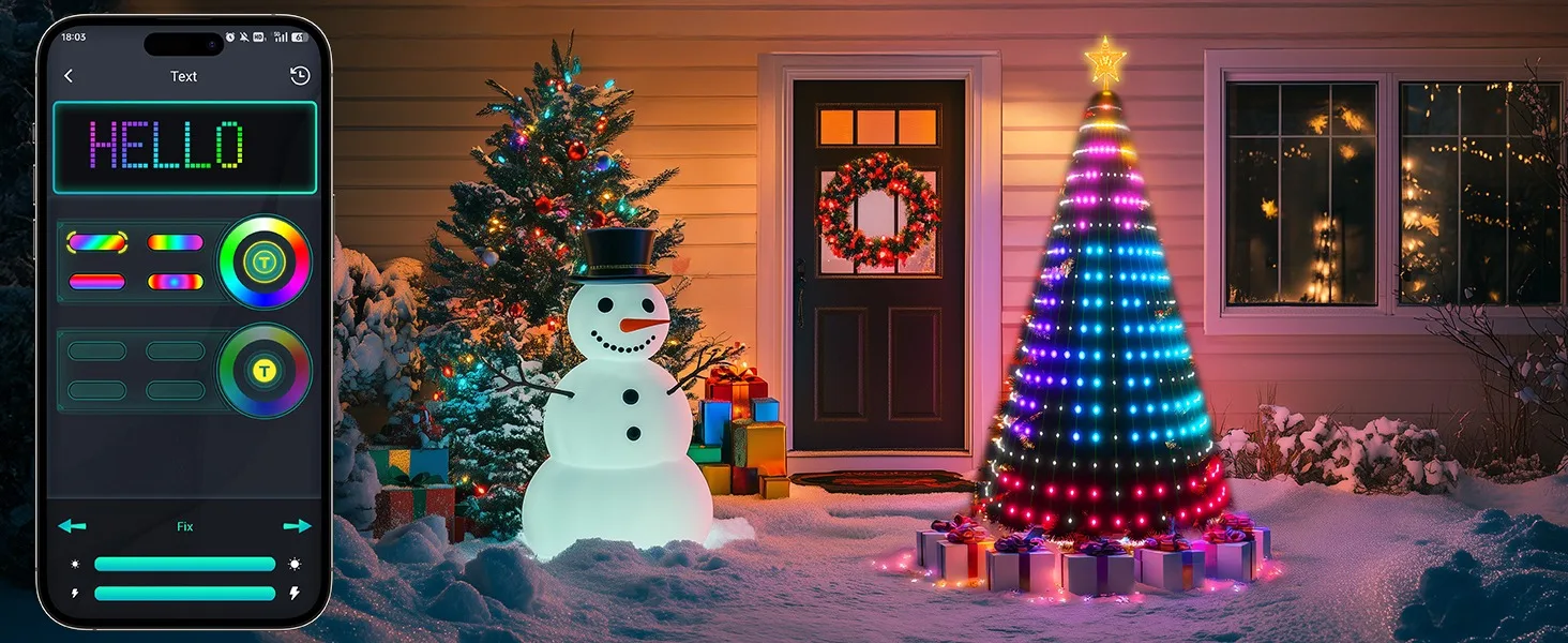7FT 400LEDs Smart Christmas Tree Lights Fairy LED Lights with Star Topper DIY Color Changing App Remote for Christmas Tree Decor