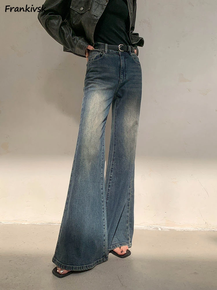 

Wide Leg Jeans Women Simple American Style Loose Denim Clothing Trendy Streetwear Vintage Full Length Cozy Office Lady All-match