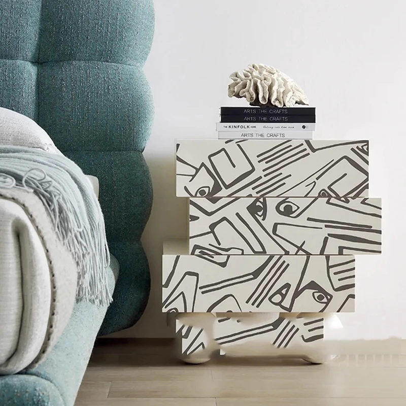 

Glossy Elegant Bedside Table Aesthetic Clear Cute Beige Unique Bedside Table Modern Wooden Mesitas Noche Bed Room Furniture