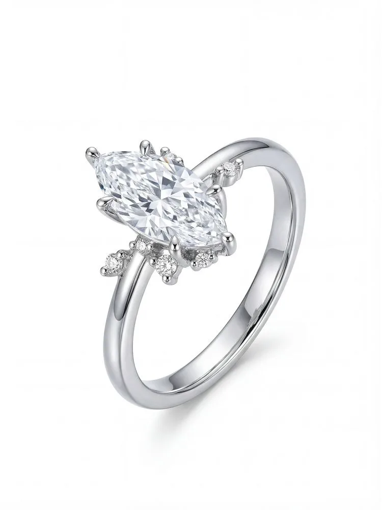 Personalisierter Modischer Marquise-Zirkon-Ring für Damen 925 Sterling Silber Jubiläums-Verlobungsring Luxuriöser Hochwertiger Schmuck – Detail 4