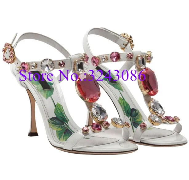 Fashion Crystal Woman Sandals New Summer Thin Heel Diamond Dress Sandals Lady Sexy Banquet Shoes Dropship