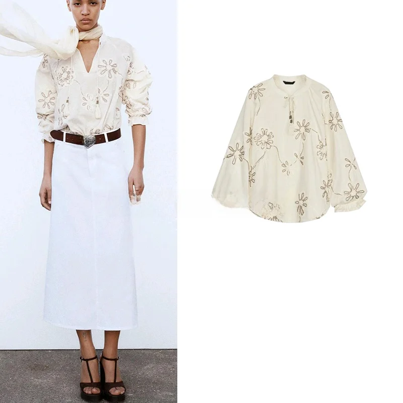 Nueva llegada de primavera, csa de manga larga con cuello redondo a la moda para mujer, csa informal 00% de fibra de p...