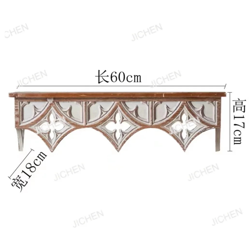 

American retro carved wall shelf shelf solid wood decorative frame living room coffee shop wall decoration wall hanging bracket