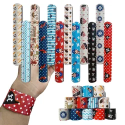 12pcs Pirate Party Favors Slap Bracelets Wristbands Themed Birthdays Party Supplies Decorations Treasure Pirate Ship Party Decor