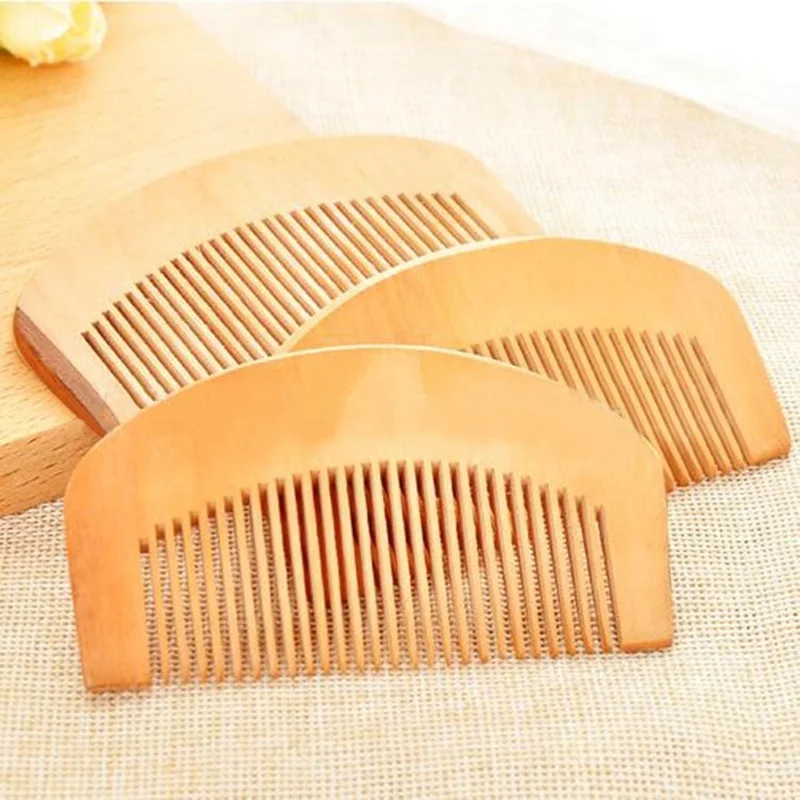 1 Pcs Natural Peach Wood Comb Close Teeth Anti-static Head Massage Beard Hair Care Wooden Tools Beauty Accessories