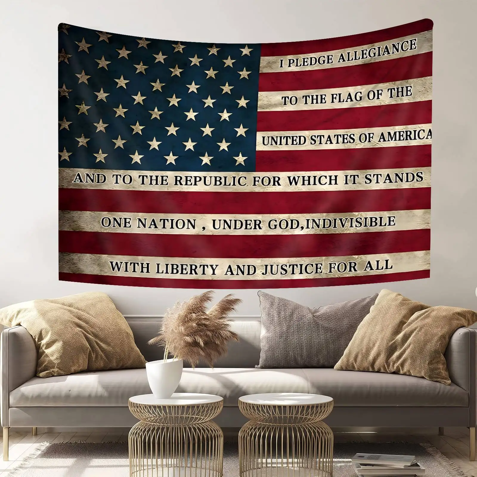 VIKAMA American Oath Flag Tapestry Living Room Patriotism Day Decoration Oath Hanging Cloth Room Decoration