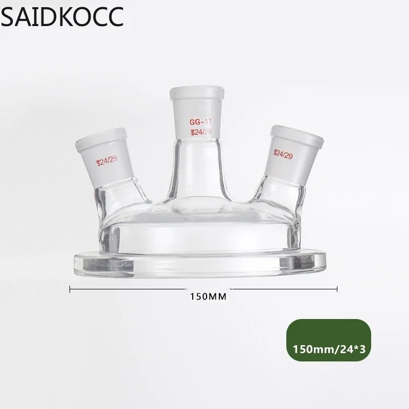 SAIDKOCC 500ml Cylindrical Flat Bottomed Bottle Scale Glass Reactor With 3 Necks Holes Lid Stainless Steel Fixture Rubber Washer