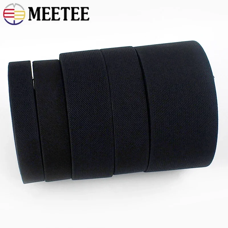 2/5Meter Meetee 20-70mm Black Thicking Elastic Bands Webbing Bag Clothes Garment Decorative Rubber Tape DIY Sewing Accessories