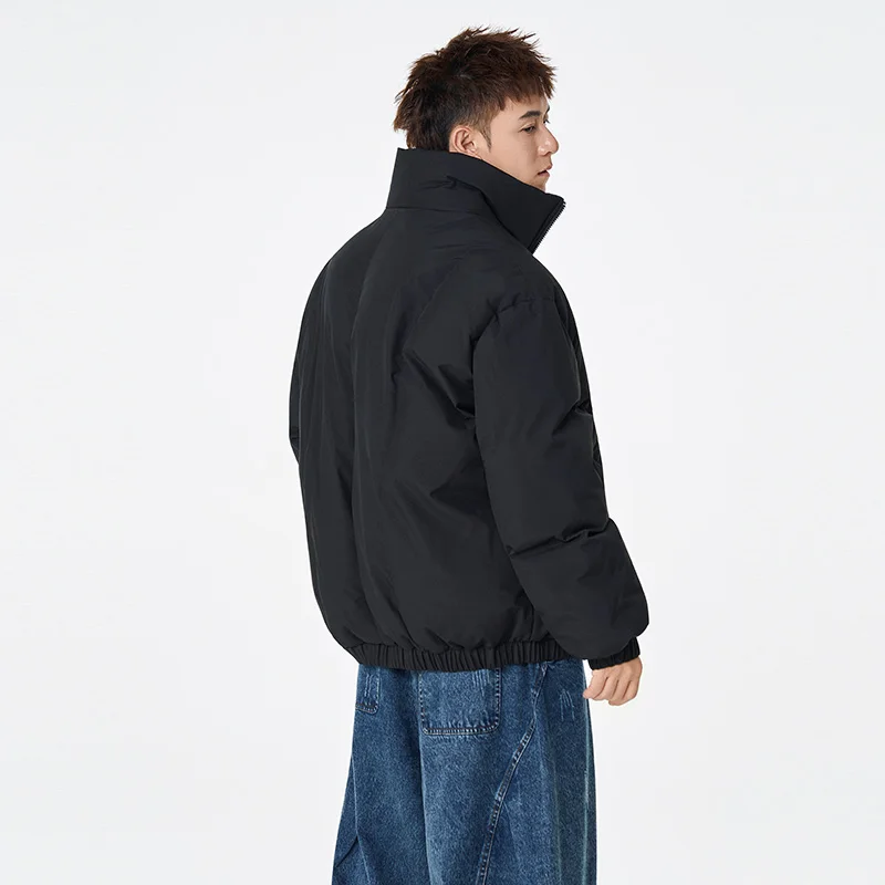 سترة مبطنة بالقطن بياقة واقفة على الطراز الكوري - أسود (أبيض/قهوة) S-3XL مجموعة خريف وشتاء جديدة خفيفة الوزن ودافئة