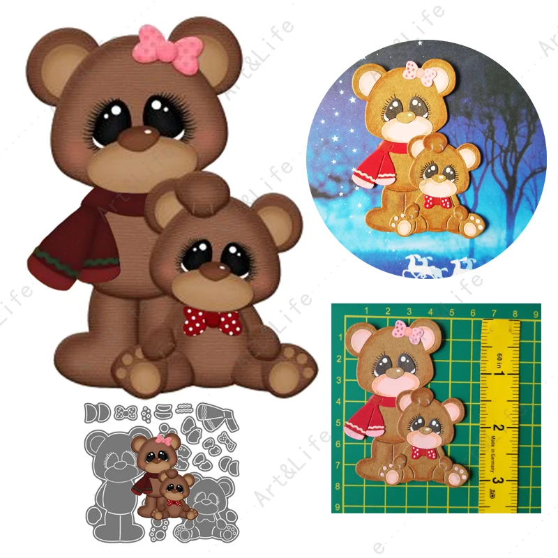 Cute Bear Stencils Mom And Baby New Metal Cutting Dies for Making Scrapbook Papper Card Album Birthday Cards Embossing Cut Die