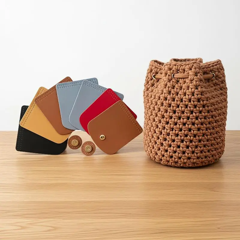 Bag Flap Cover DIY PU Leather Flap Material Crochet Handbag Bag Parts For Knitted Bag Women's Crochet Bag Accessories