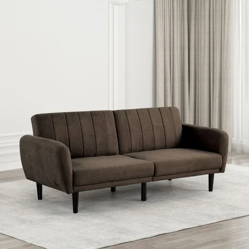 # Sofa Set Gray Converts Into Bed Tufted Chenille Wood Leg Back Support L-Shape Villa Modern Pocket Coil