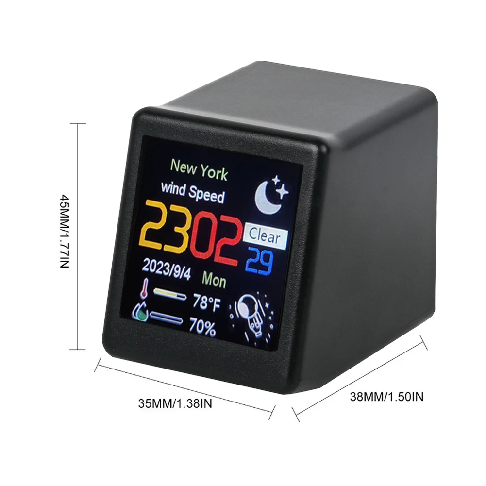 MINI Size Smart WIFI Weather Station Clock for Game Room Decoration. DIY Cute GIF Animations and Electronic Album Function