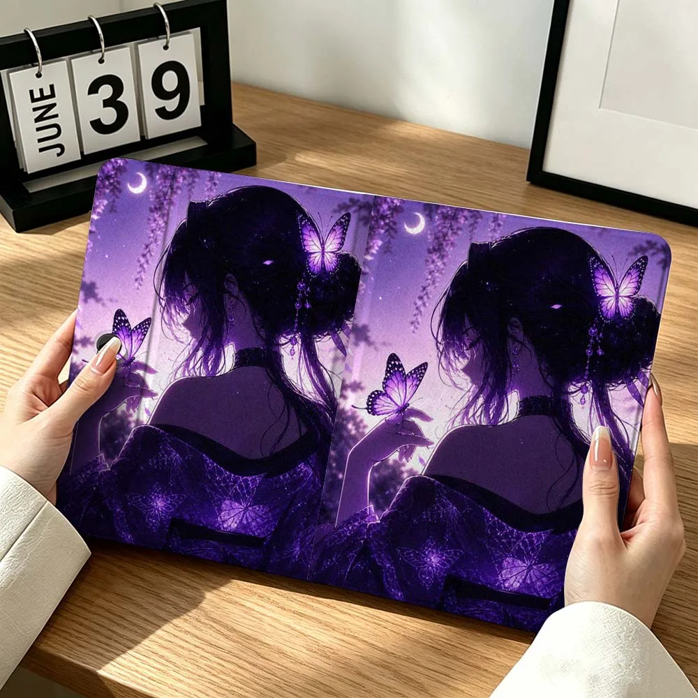 Cartoon Purple Butterfly Girl For OPPO VIVO IQOO OnePlus Realme Infinix Pad Pro 13 12.1 11.61 11.4 11 inch Tablet Case Gift