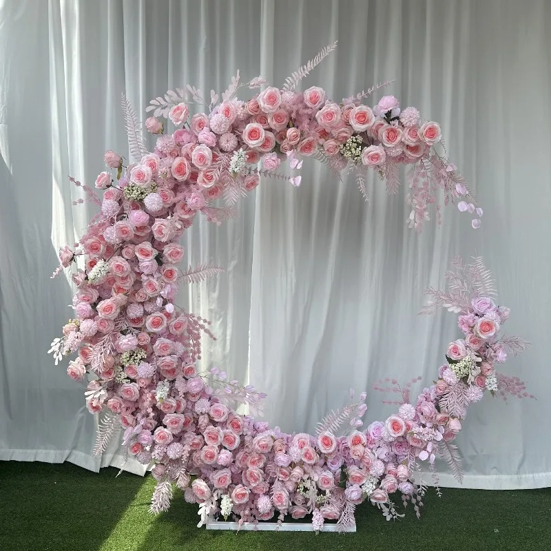 

Floral simulation moon arch wall wedding floral marriage proposal floral