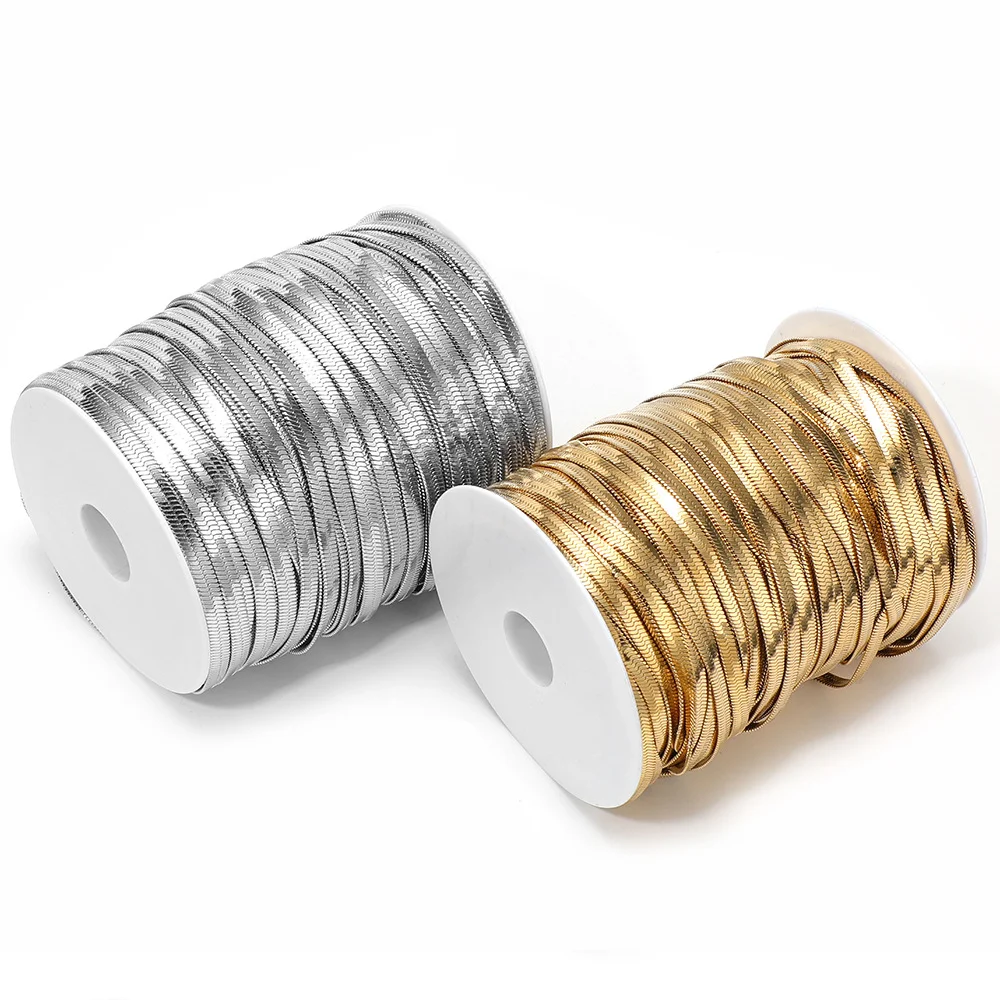 Großhandel 2m/Stück Edelstahl Flache Fischgrät-Schlangenkette Schmuck für Männer und Frauen, nicht allergen, Breite 2mm/3mm/4mm/5mm/6mm – Detail 3