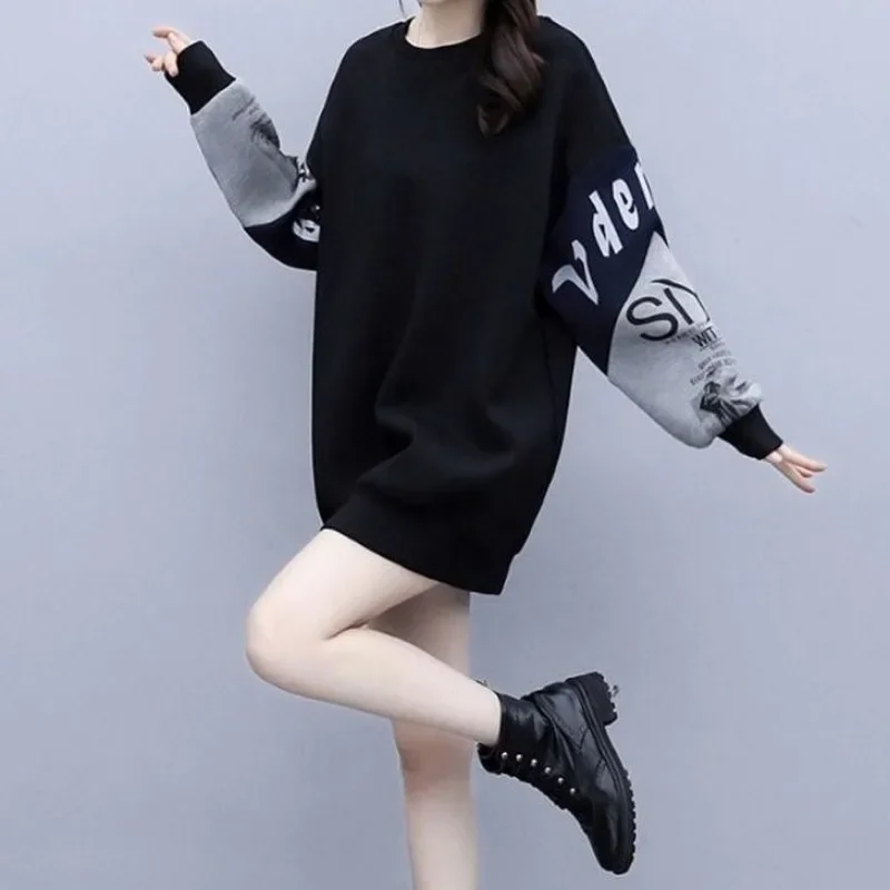 Black Spring and Autumn Korean Fashion Female Top Long Sleeve Pullovers On Promotion Kpop Clothing Novelty M Women's Sweatshirts