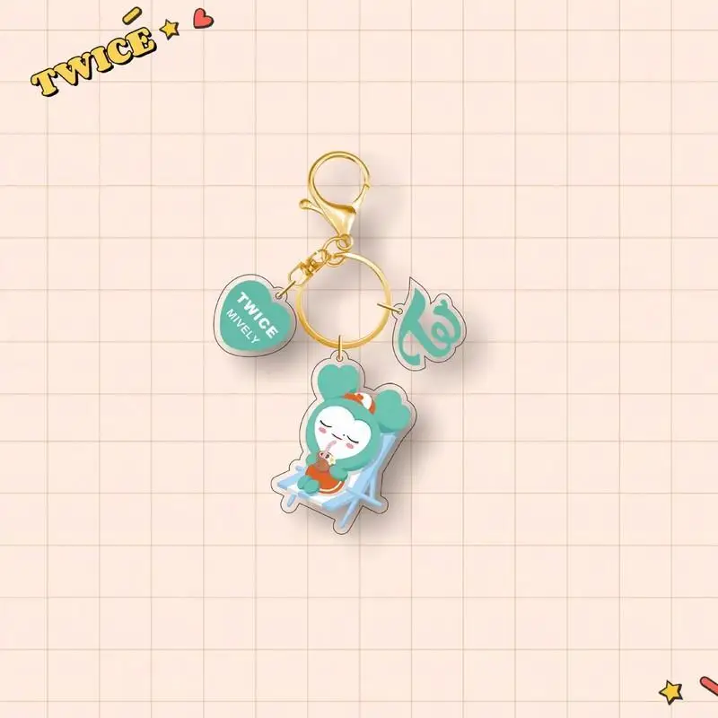 KPOP TWICE JAPAN POPUP STORE 2024 New Acrylic Keychain Cartoon Pendant 3Pcs/Set Bag Accessories Momo Sana Mina Tzuyu Fans Gift