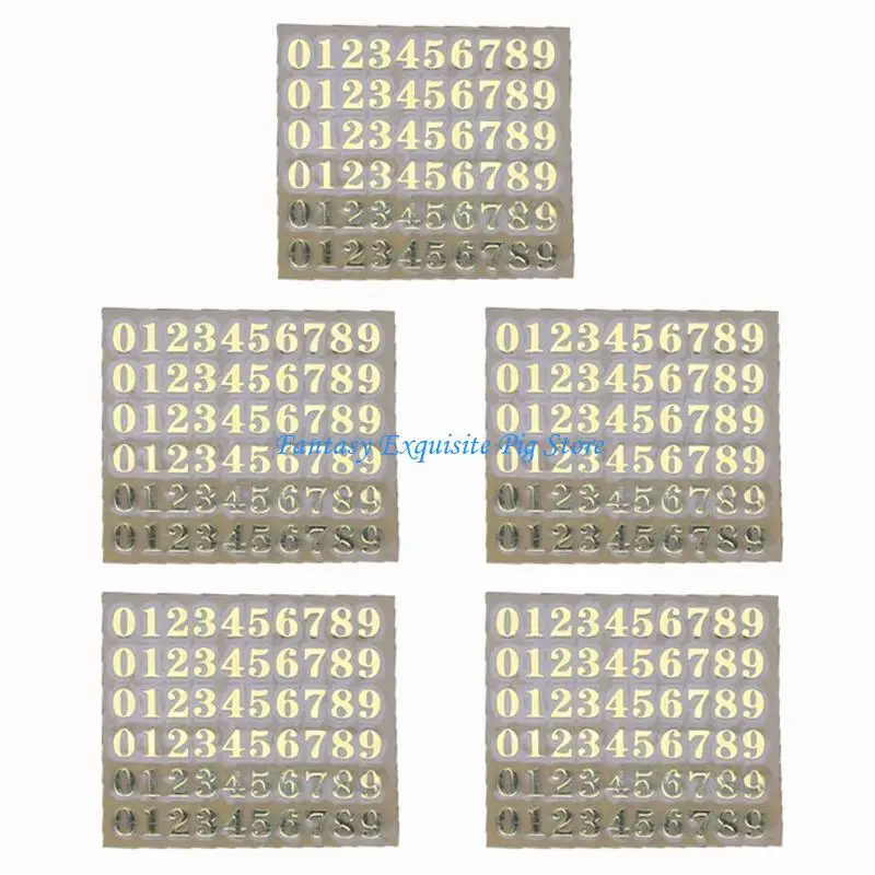 5Pcs/set Number Sticker for Resin Supplies Adhesive Glitter Gold Silver 3mm