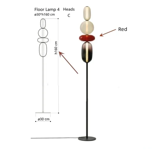 HomeLover Italienische kreative LED-Stehlampe aus farbigem Glas für Wohnzimmer, Schlafzimmer, Arbeitszimmer, Tisch, Bonbonlichter, Innenbeleuchtung und Heimdekoration 10