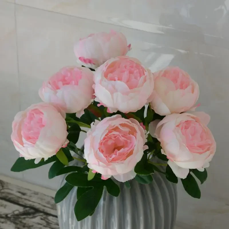 

Silk Artificial Peony Bouquet Flowers Decoration 7 Heads Pink Blue Red White Artificial Fake Peonies Flowers Home Decor