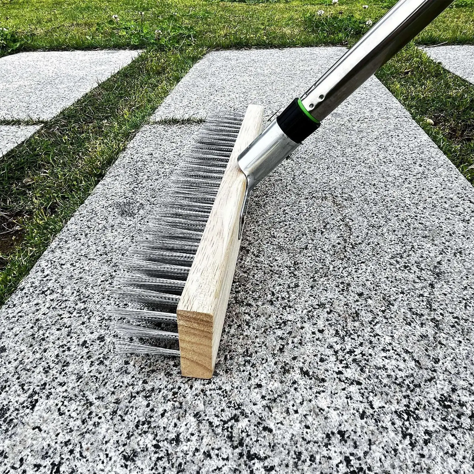 

Wire Brush Heavy Duty Stainless Steel Detachable Floor Cleaning Brush Outdoor Broom for Concrete Floor Tile Deck Grout Patio