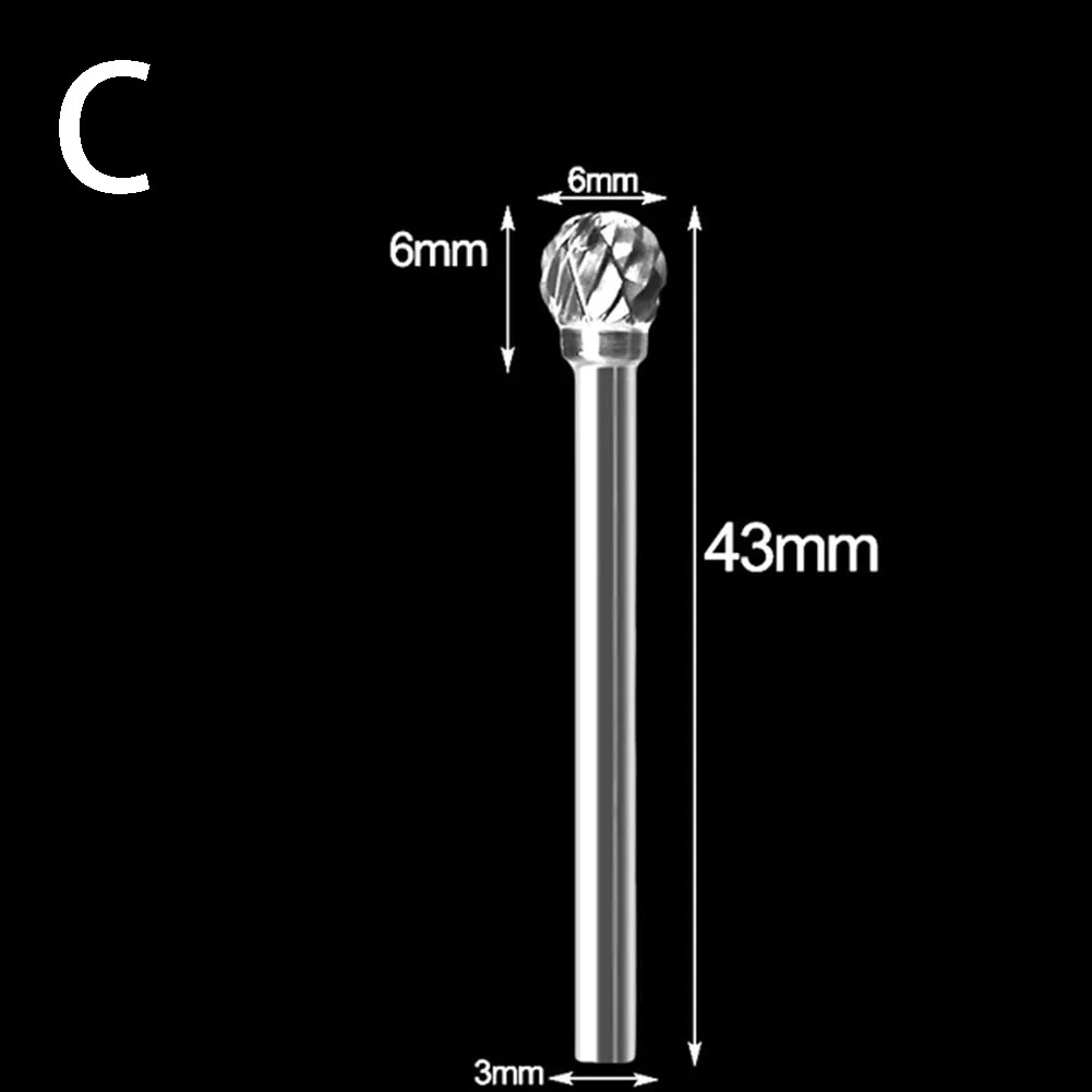 Broca de carburo de tungsteno para grabado CNC, limas de corte rotativo de 1/8 pulgadas, herramientas abrasivas de grabado, 1 piezas, 3x6mm, gran