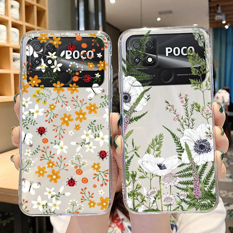 For Poco C40 Case Cute Flowers Cactus Painted Cover Fundas Soft Silicone Phone Cover For Xiaomi Poco C40 PocoC40 C 40 Bumper