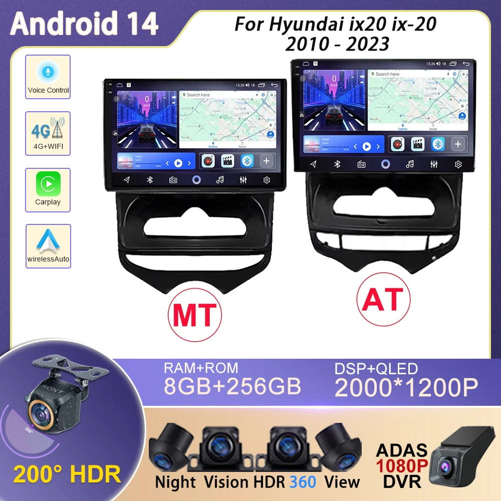 For Hyundai ix20 ix-20 2010 - 2023 Android 14 Carplay Android Car Radio Player Multimedia IPS QLED Navigation GPS Wifi Head Unit